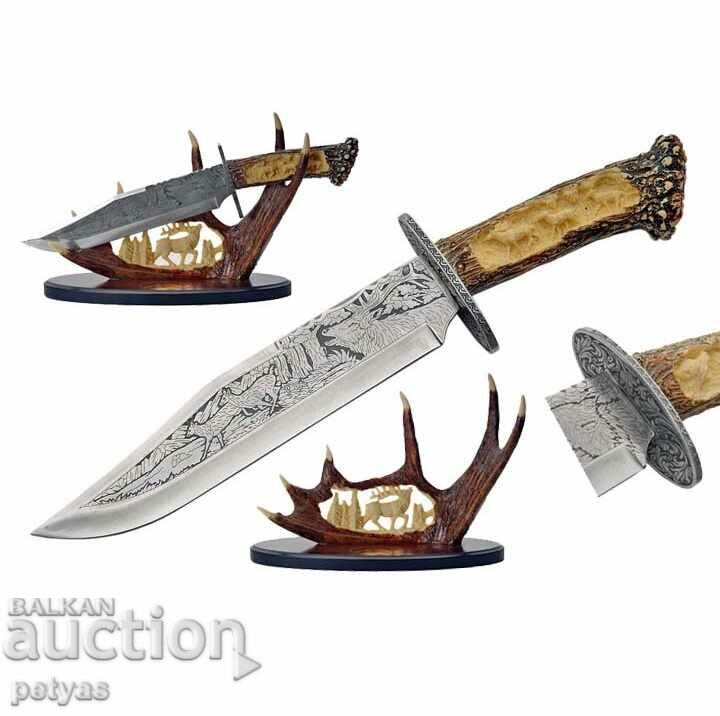 Engraved decorative hunting knife (DEER) 23 x 38 cm