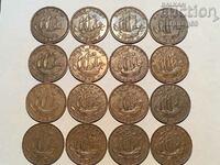 Marea Britanie 1/2 (jumătate) penny LOT George VI - 16 bucăți