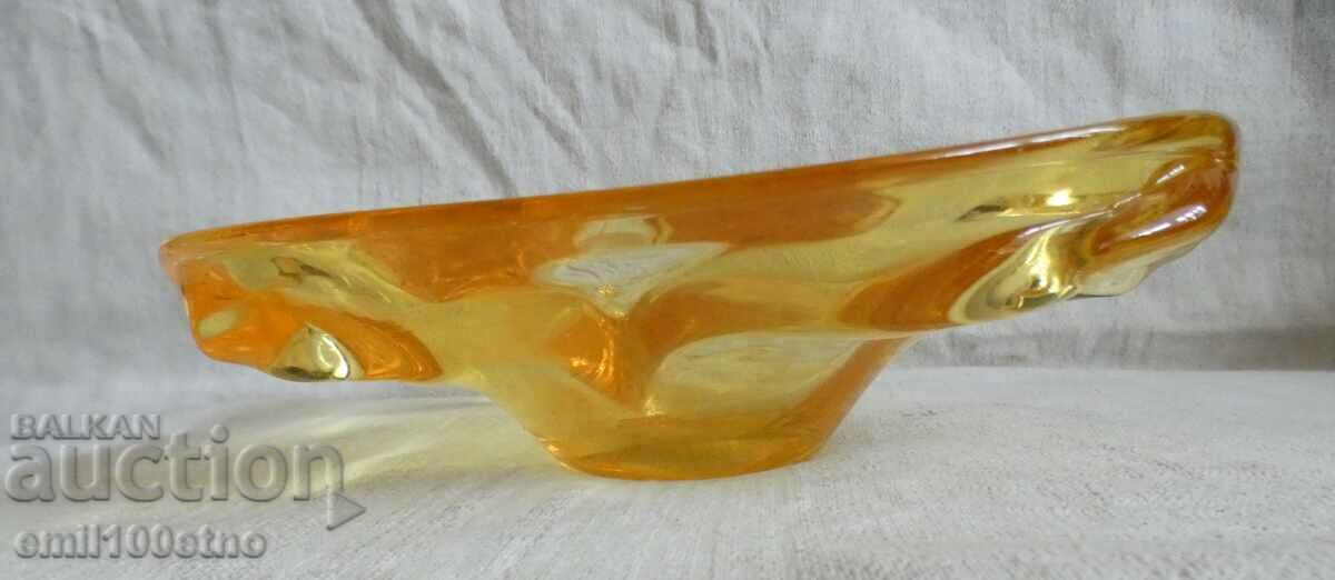 Auction Fruitiera made of solid polished glass, handmade Auction Fruitiera made of solid polished glass, handmade