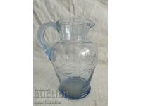 Beautiful small etched blue glass vase