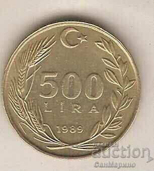 +Турция  500  лири  1989 г.