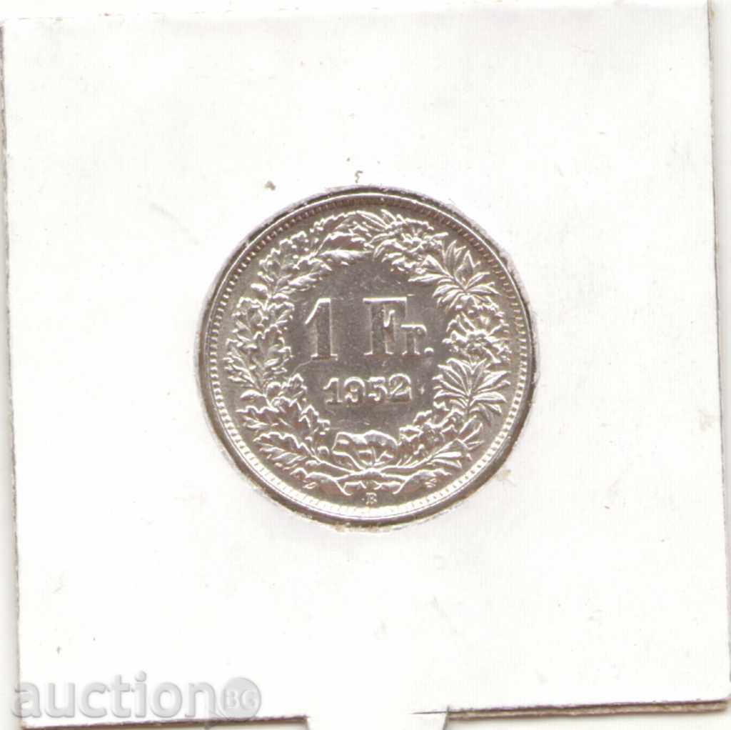 - Switzerland-1 Franc-1952 B-KM# 24-Silver