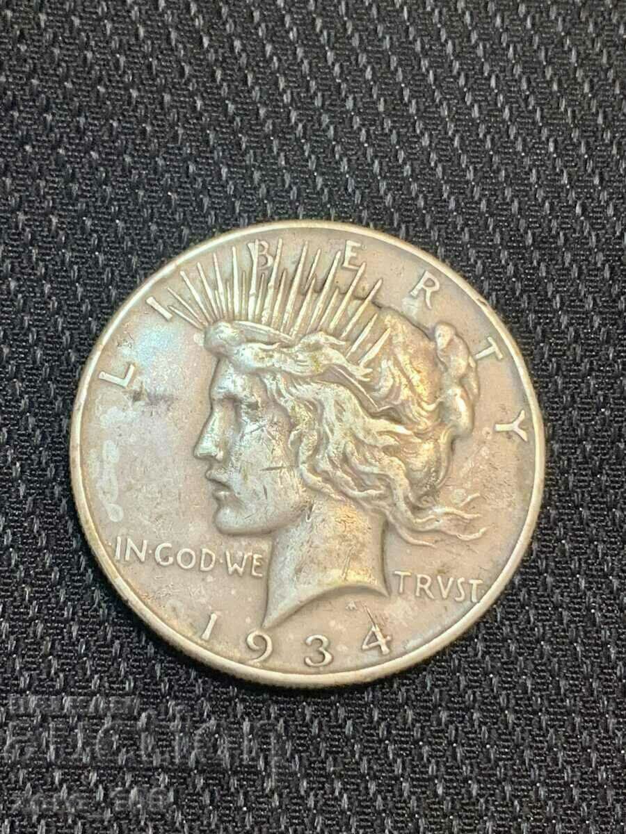 1 Dollar 1934, сребро проба 900 от 1 ст. БЗЦ