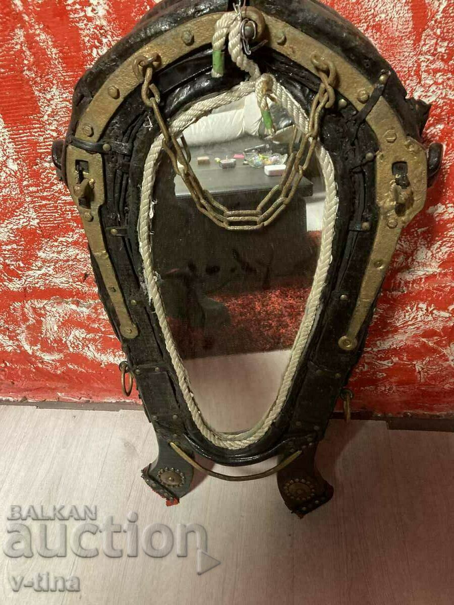 Old horse harness mirror rustic barbecue bar pub