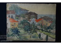 Picture, "View from Plovdiv", art. G. Rakev, 1950s.