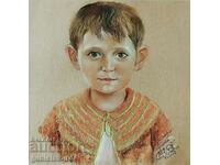 Картина, детски портрет, худ. Петър Петров, 1989 г.