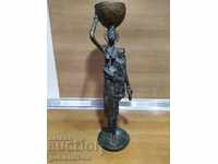 Figurină din bronz, statuetă, femeie cu copil, Africa