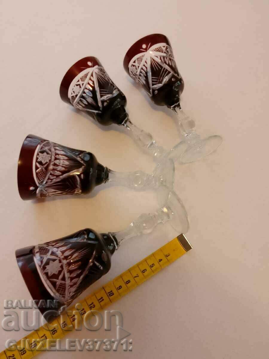 Glasses for wine, champagne from red cut crystal with price 129.00 BGN | € 65.96 Glasses for wine, champagne from red cut crystal with price 129.00 BGN | € 65.96