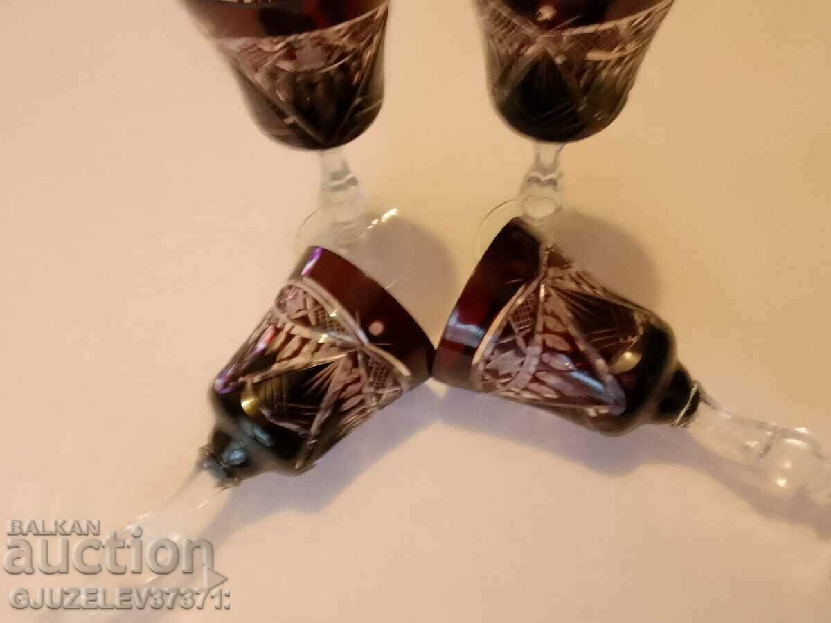 Auction Glasses for wine, champagne from red cut crystal Auction Glasses for wine, champagne from red cut crystal