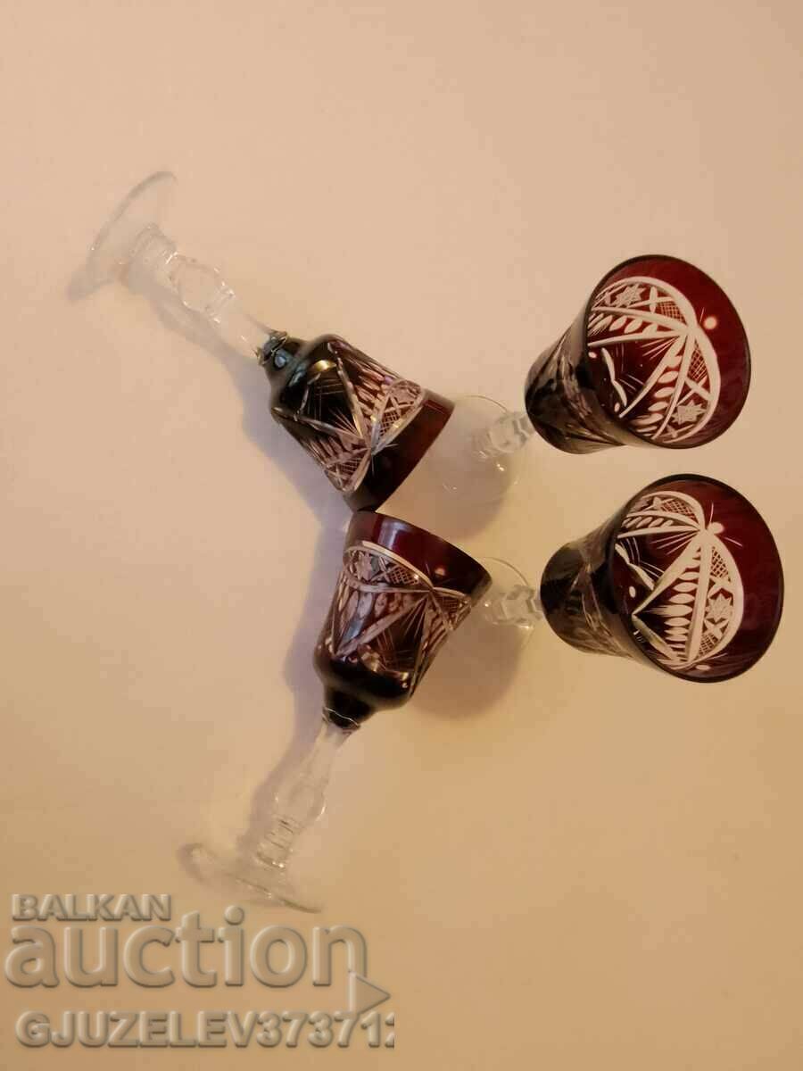 Delivery of Glasses for wine, champagne from red cut crystal Delivery of Glasses for wine, champagne from red cut crystal