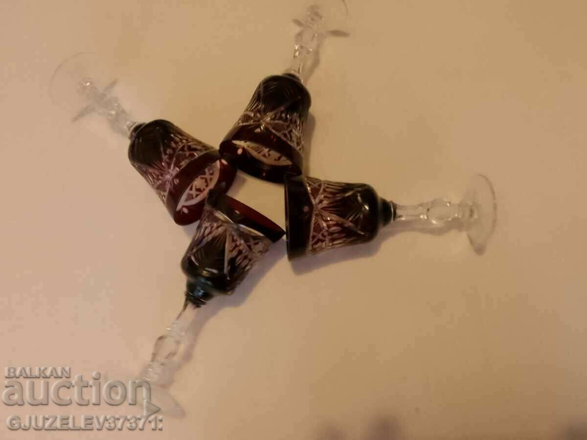 Glasses for wine, champagne from red cut crystal - 7 Glasses for wine, champagne from red cut crystal - 7