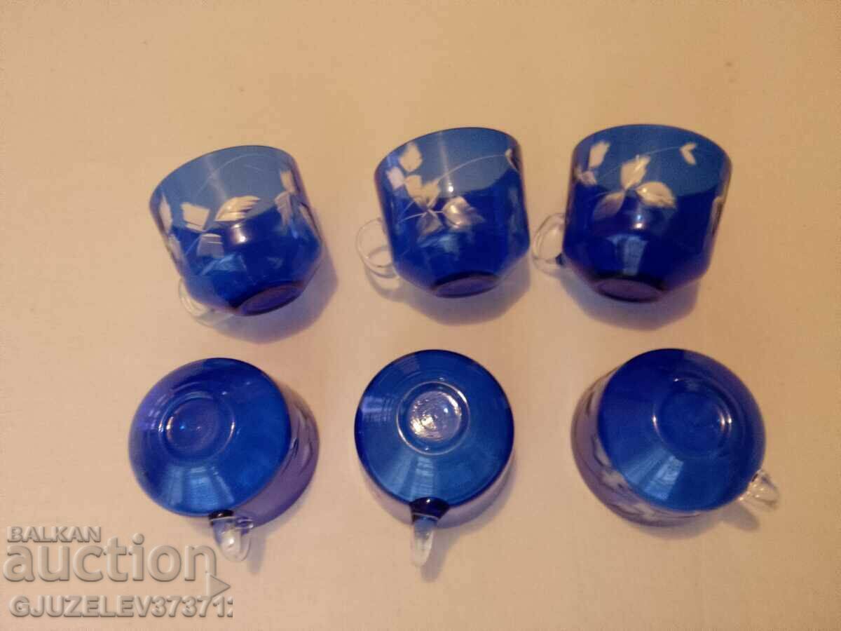 Blue BOHEMIAN CRYSTAL cups for coffee and tea with price 149.00 BGN | € 76.18