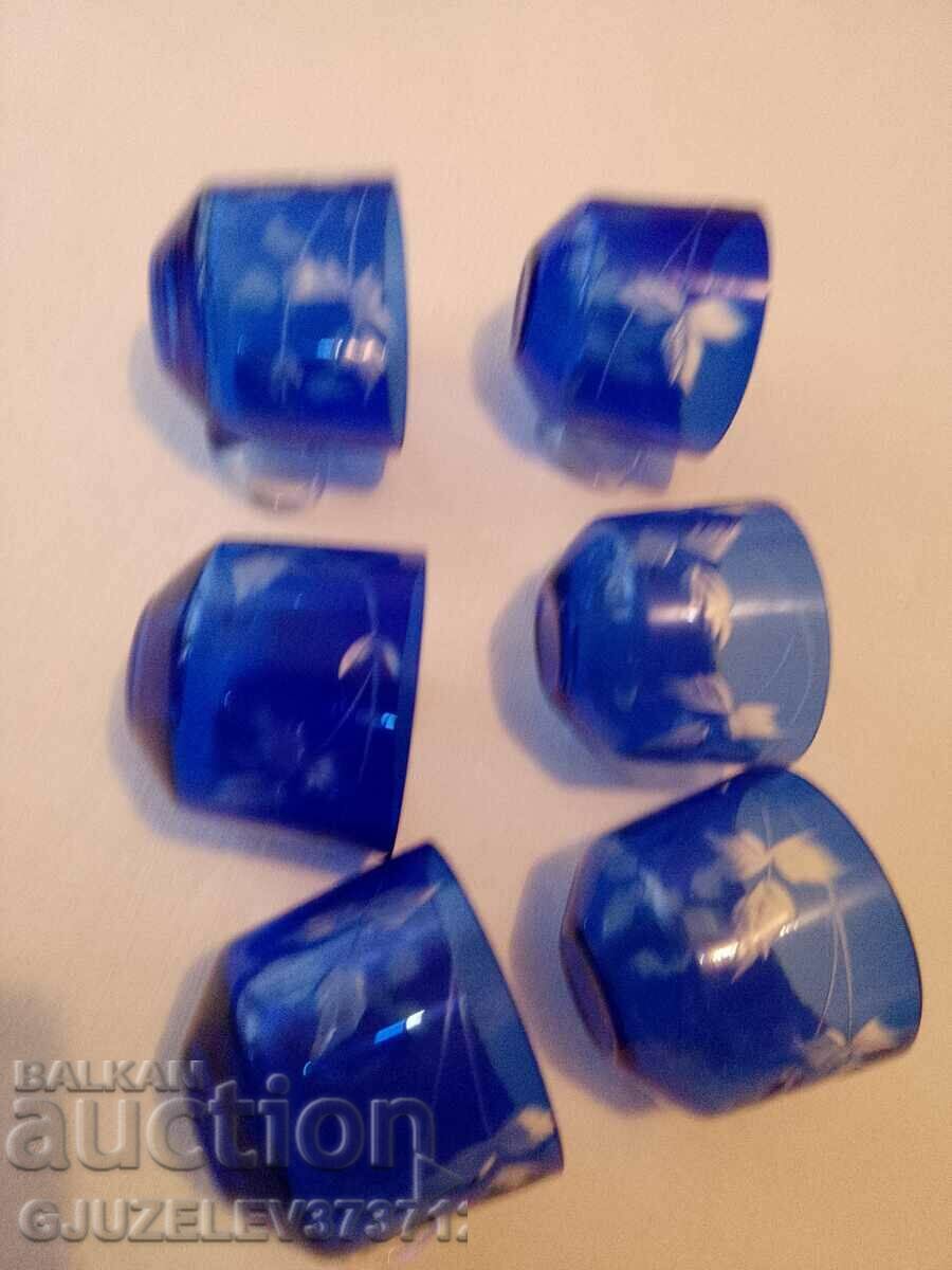 Auction  Blue BOHEMIAN CRYSTAL cups for coffee and tea