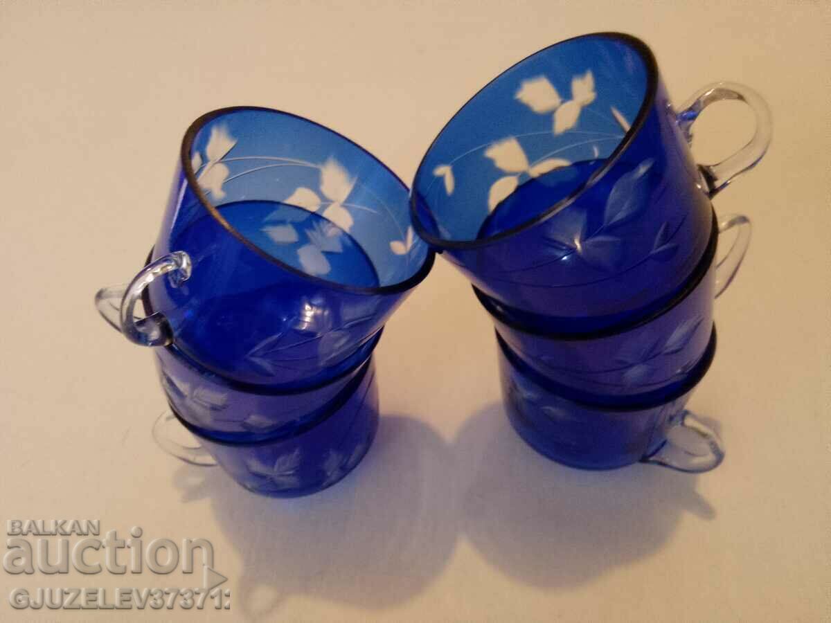 Delivery of Blue BOHEMIAN CRYSTAL cups for coffee and tea