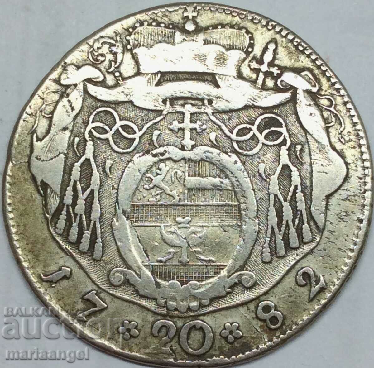20 Kreuzer 1782 Austria Salzburg Count Coloredo silver