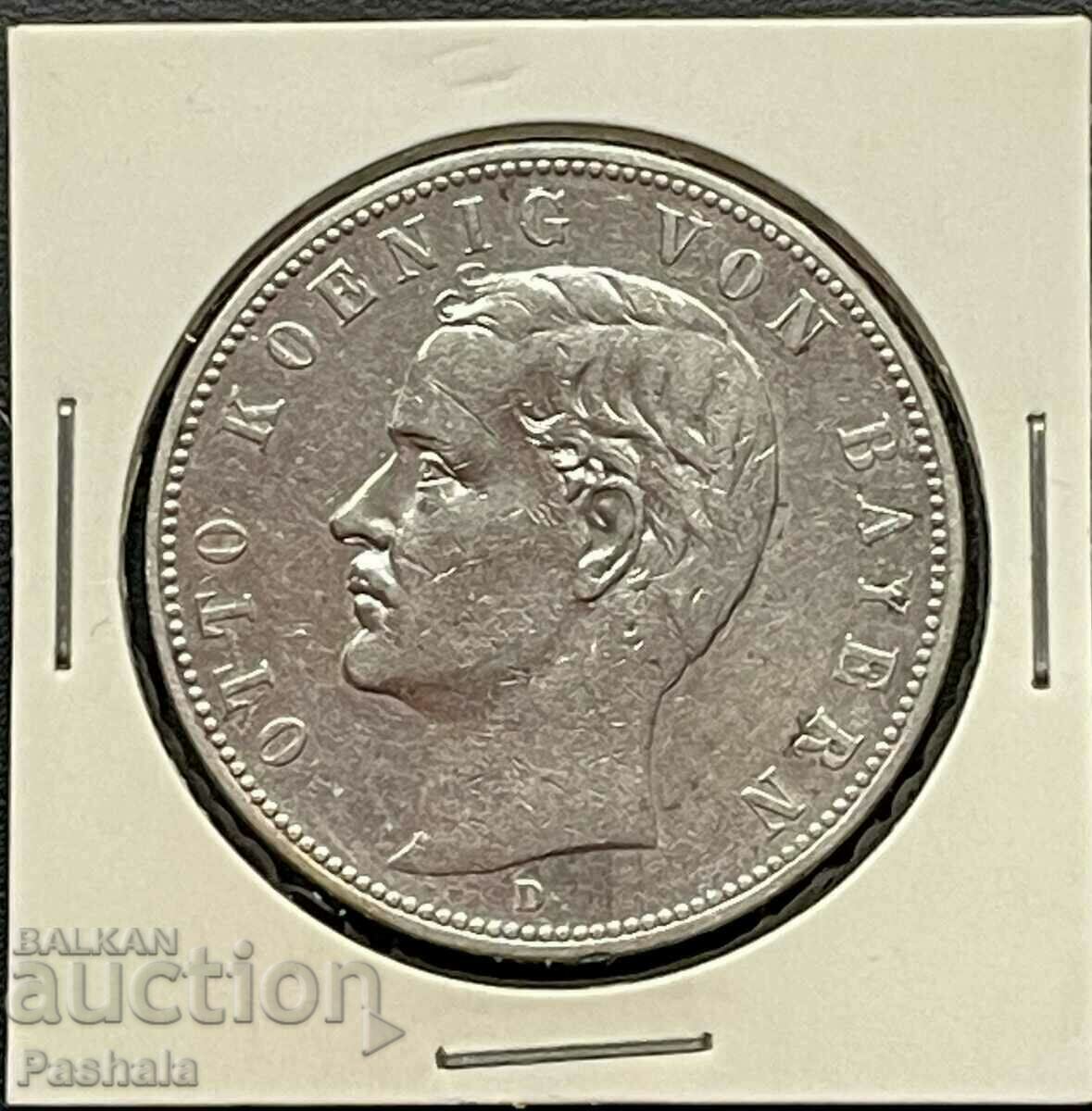 Германия 5 марки 1907 г. Бавария . Рядка .