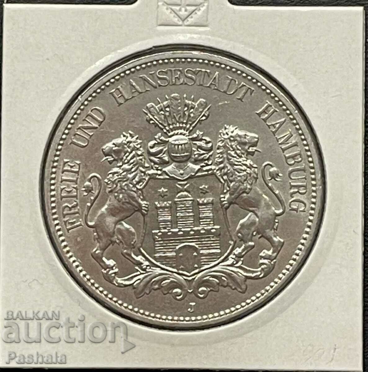 Германия 5 марки 1913 г. Хамбург . Рядка .