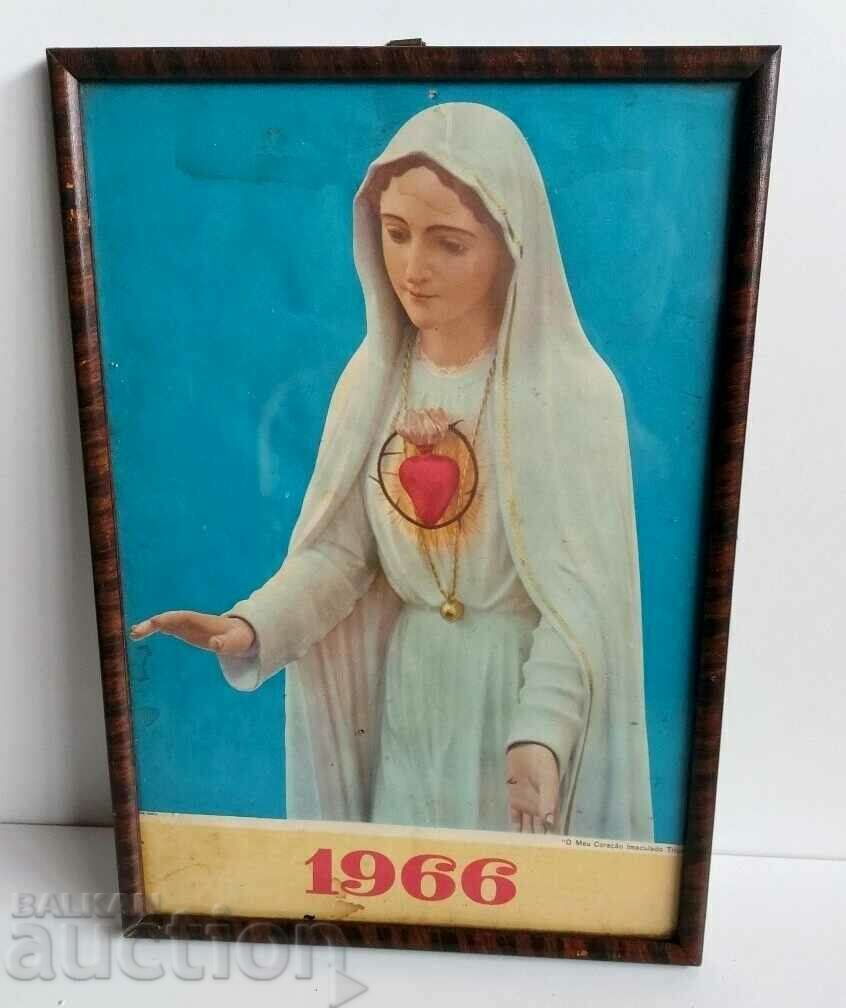 1966 РЕЛИГИОЗНА КАРТИНА БОГОРОДИЦА РАМКА ИСУС ИКОНА ДЕВА