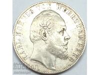 Вюртемберг 1 Талер 1868 Германия крал Карл сребро -  рядка