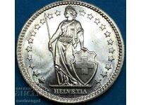 Швейцария 2 франка 1959 Хелвеция сребро UNC 9,99г изкл.рядка