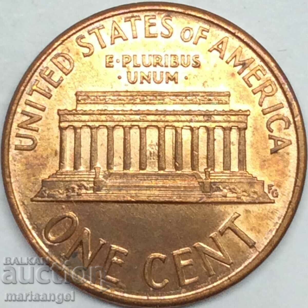 1 cent 1990 USA President Lincoln and his center