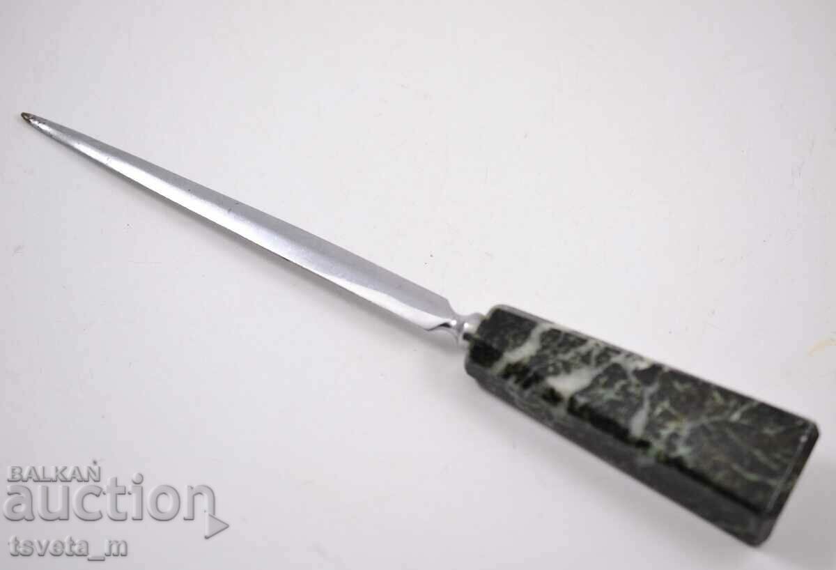 Letter knife with marble handle, stiletto