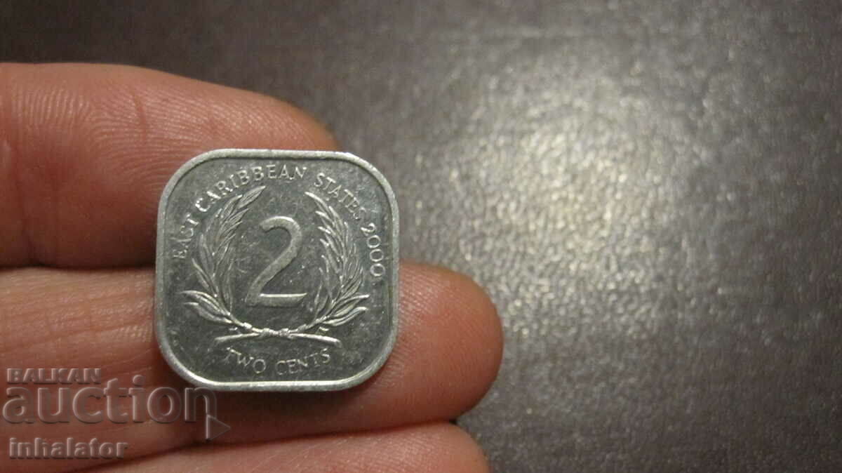 Caraibe de Est 2 cenți 2000 ani aluminiu