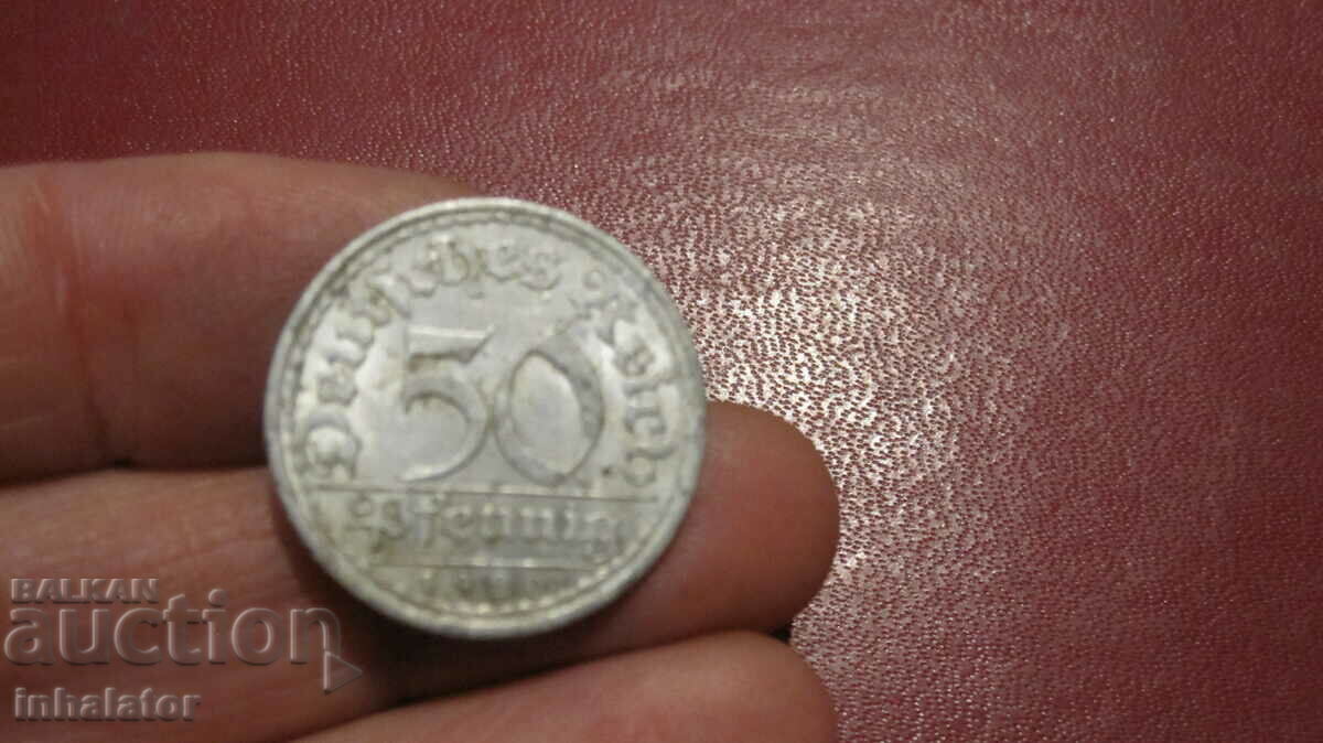 1920 year 50 pfennig Germany letter A - Aluminum