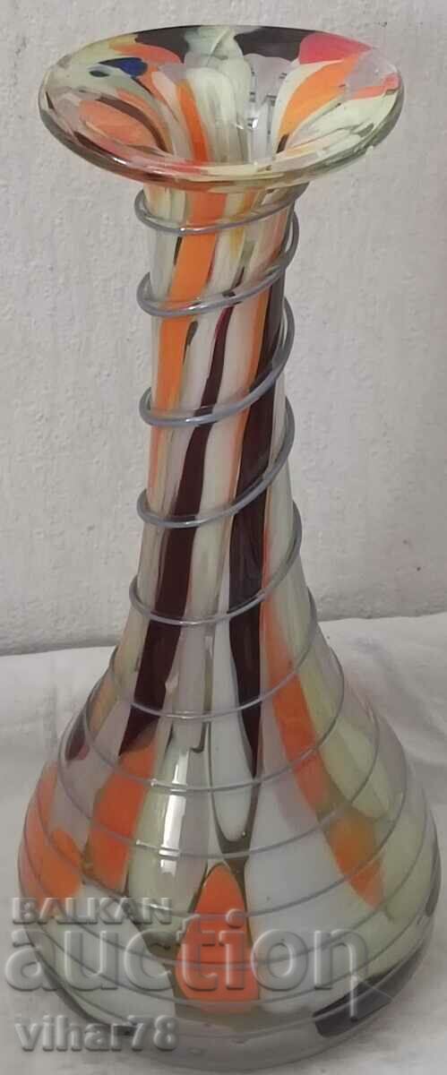 OLD PURPLE CRYSTAL GLASS VASE - 5