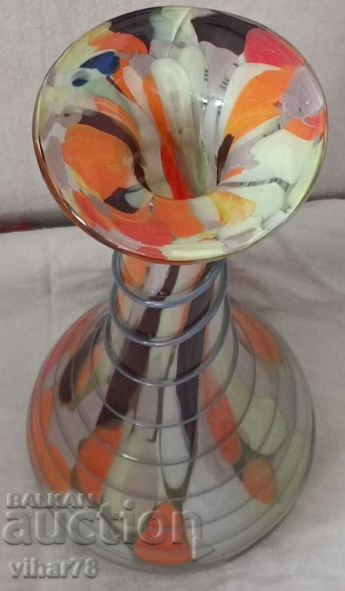 OLD PURPLE CRYSTAL GLASS VASE - 6