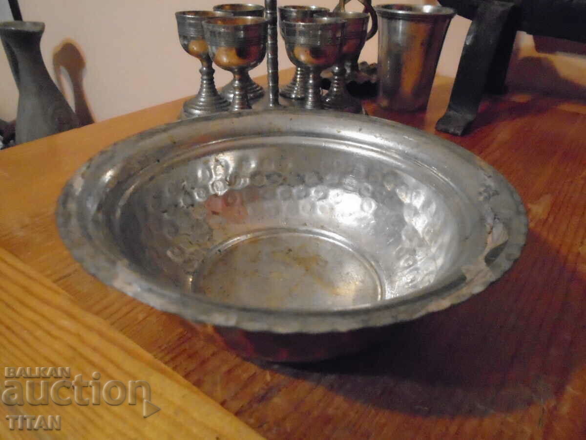 beautiful copper bowl, tinned, hammered, 15.5/6.5 cm.