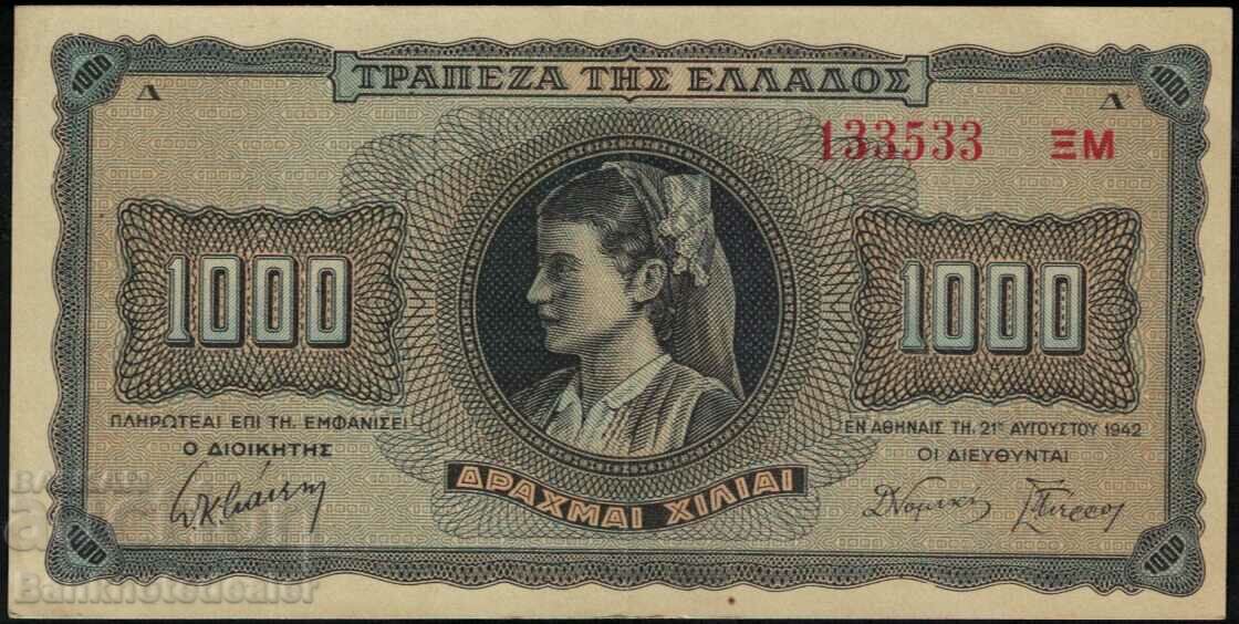 Grecia 1000 Drahma 1942 Pick 118 Ref 3533