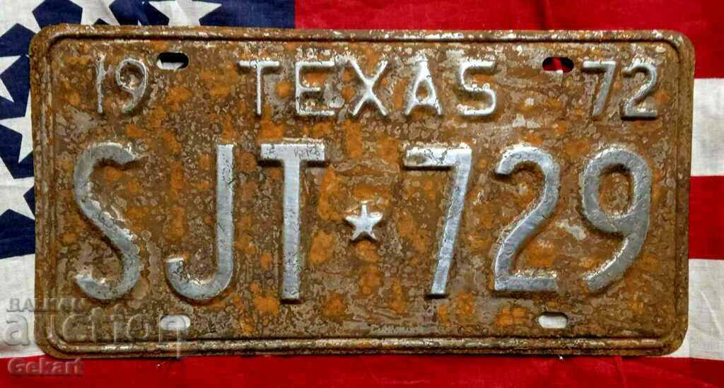 US License Plate TEXAS 1972