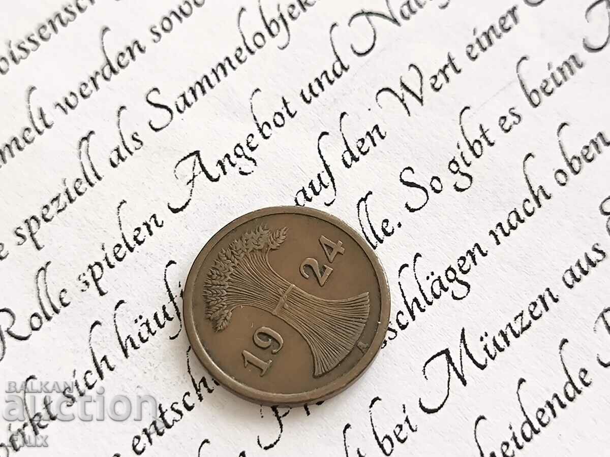 Reich coin - Germany - 2 pfennig | 1924; Series A with price 4.35 BGN | € 2.22 Reich coin - Germany - 2 pfennig | 1924; Series A with price 4.35 BGN | € 2.22