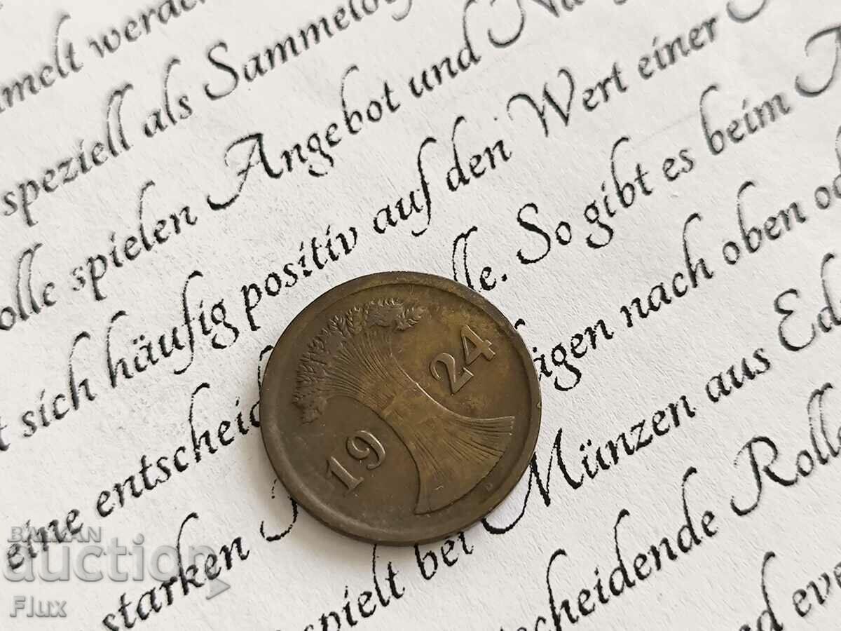 Reich coin - Germany - 2 pfennig | 1924; Series D with price 3.65 BGN | € 1.87 Reich coin - Germany - 2 pfennig | 1924; Series D with price 3.65 BGN | € 1.87