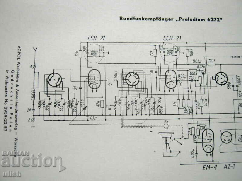 Auction radio Elektrim Preludium 6272 catalog schematic diagram Auction radio Elektrim Preludium 6272 catalog schematic diagram