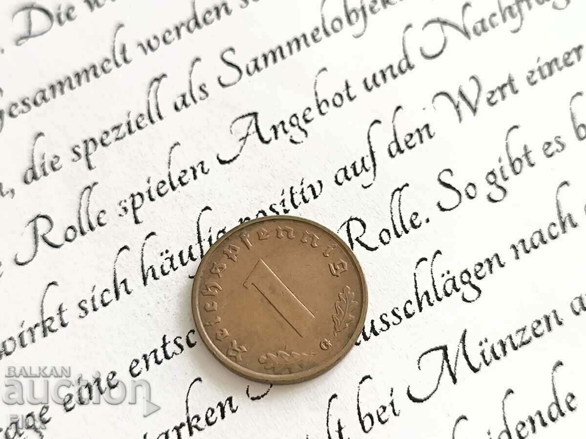 Coin - Third Reich - Germany - 1 Pfennig | 1938; G series Coin - Third Reich - Germany - 1 Pfennig | 1938; G series