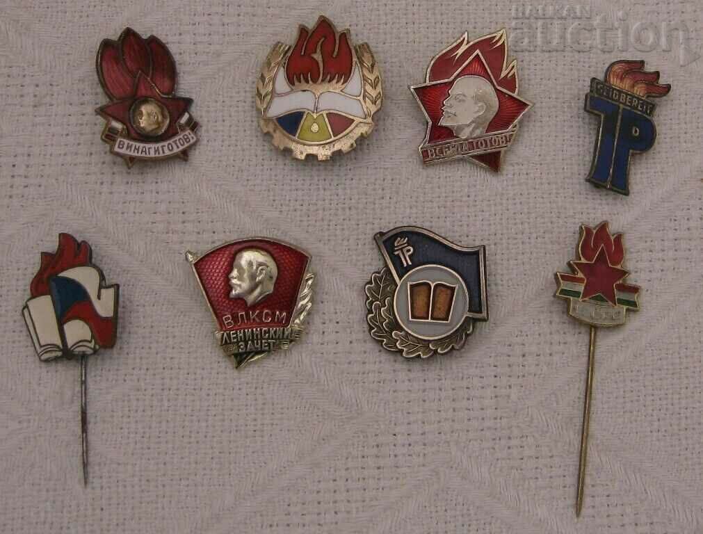 YOUTH ORGANIZATIONS MEMBER SOCIALISM BADGES LOT 8 PCS YOUTH ORGANIZATIONS MEMBER SOCIALISM BADGES LOT 8 PCS