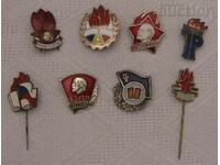 YOUTH ORGANIZATIONS MEMBER SOCIALISM BADGES LOT 8 PCS
