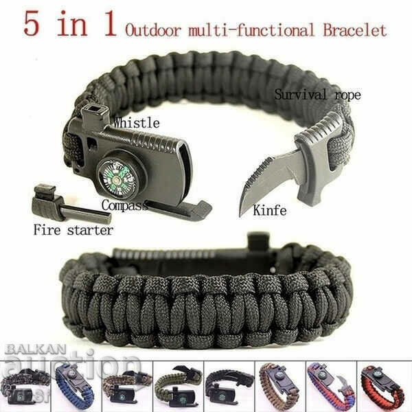 Tactical survival bracelet+lifeline 3.8m+compass+ with price 11.50 BGN | € 5.88