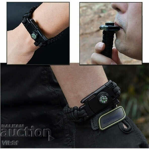 Tactical survival bracelet+lifeline 3.8m+compass+ - 5