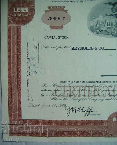 Stock - Pennsylvania, USA, 1969 certificate. with price 9.00 BGN | € 4.60 Stock - Pennsylvania, USA, 1969 certificate. with price 9.00 BGN | € 4.60