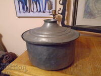 old copper pot, tinned 25/12 cm.,