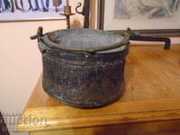 old copper boiler, massive, forged, tinned 20/13 cm.,