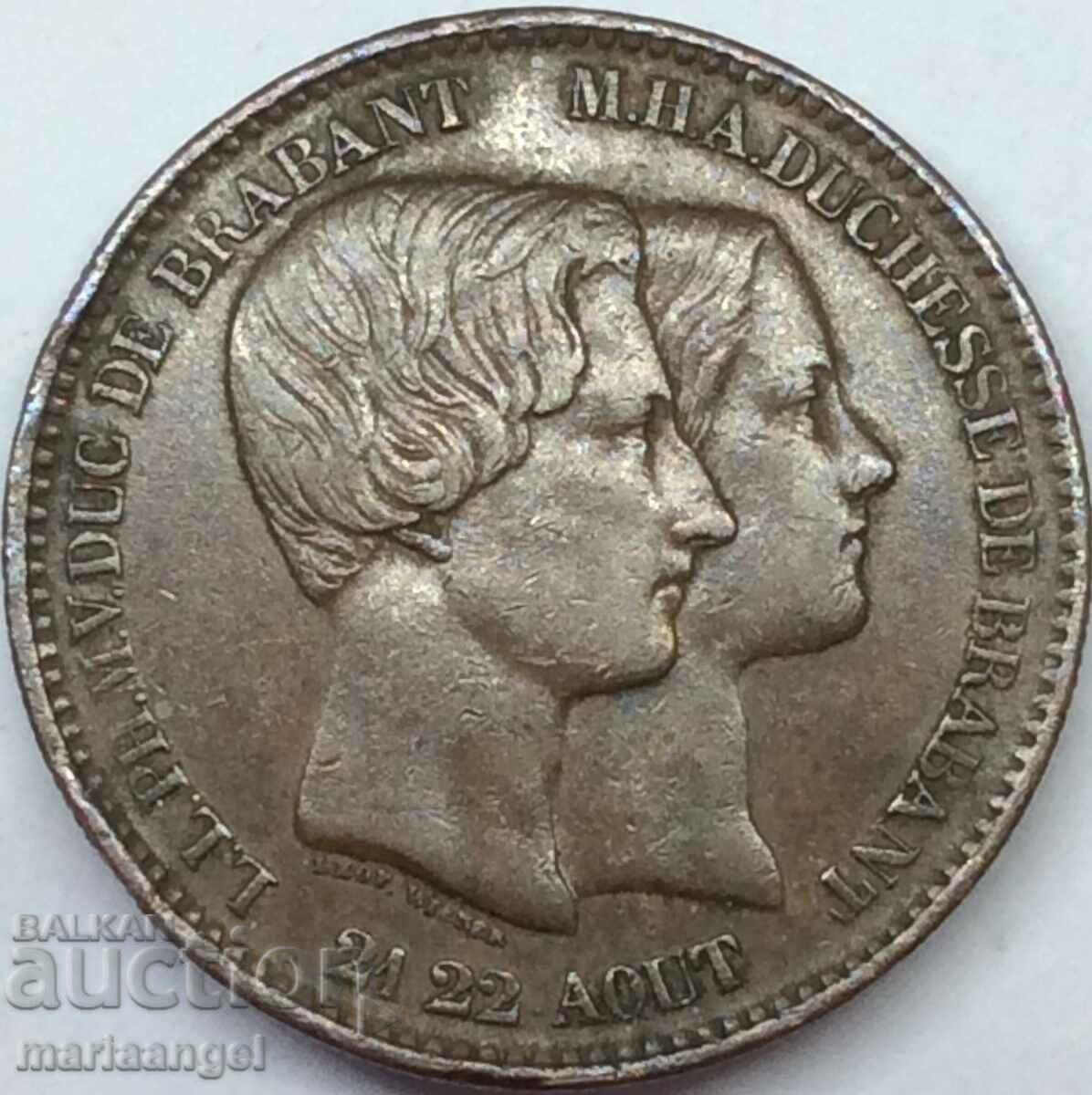 Belgia 10 centimes 1853 Nunta regala 19,75 g 32 mm cupru