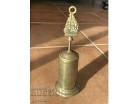 Παλιά μπρούτζινη βούρτσα (πανίκι-τρίχες αλόγου) για τζάκι - 1940