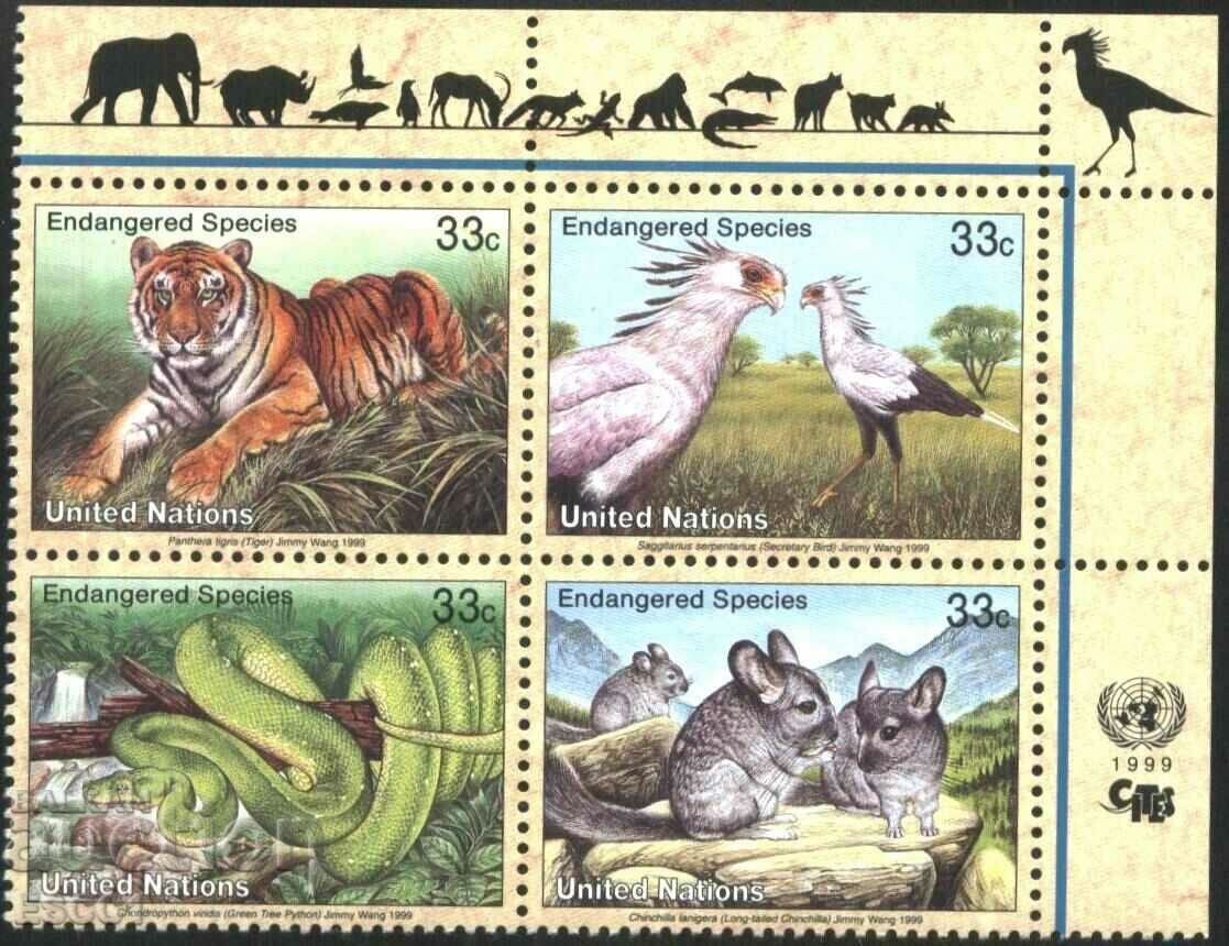 Clean Stamps Fauna Tiger Birds Snake 1999 από τον ΟΗΕ - Νέα Υόρκη
