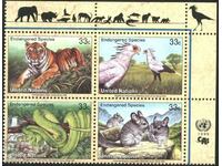Clean Stamps Fauna Tiger Birds Snake 1999 by UN - New York