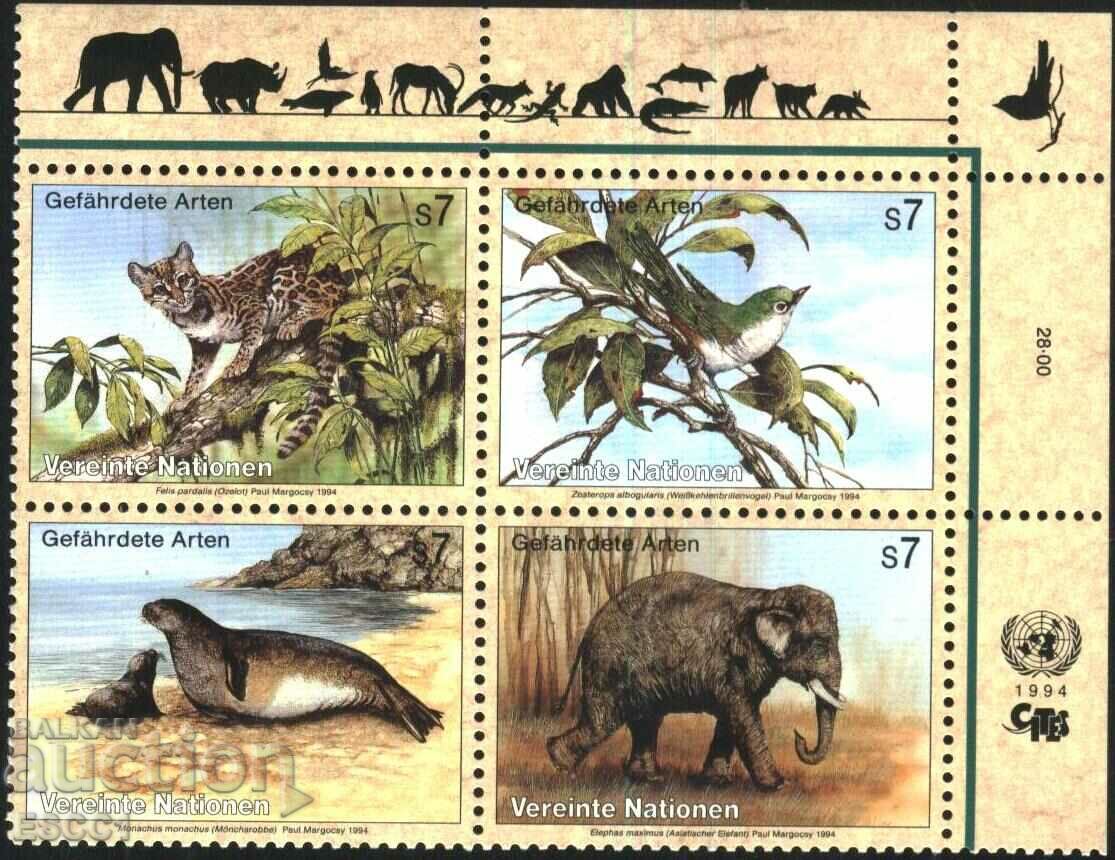 Чисти марки Фауна Слон Птица 1994 от ООН - Виена