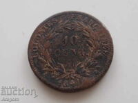 рядка монетa Френски колонии 10 сантима 1841 French colonies